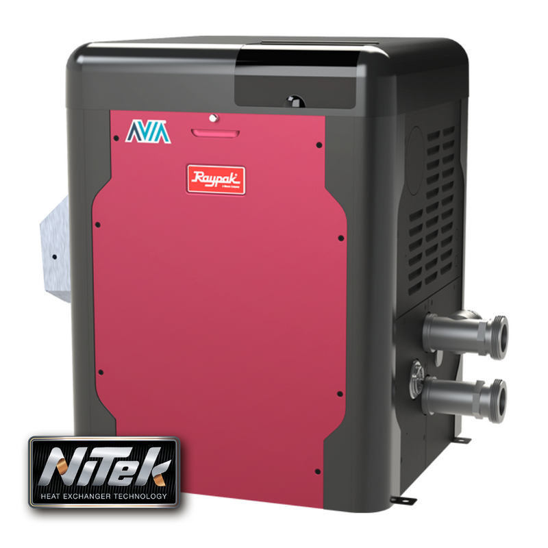 Raypak 264K BTU Avia HD Natural Gas Heater w/Wi-Fi, NiTek, P-R264A-EN-N 0-4500 018044, 33K gal