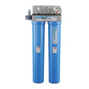 The OptiPure 160-50142 SX2-22 Scale Dual Filtration System includes a pressure gauge and prominently features the "OptiPure" branding, providing excellent sediment filtration for your needs.