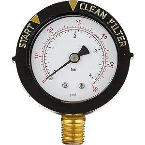 Pentair 190058Z 1/4" 0-60 PSI Top Mount Pressure Gage with Indicator